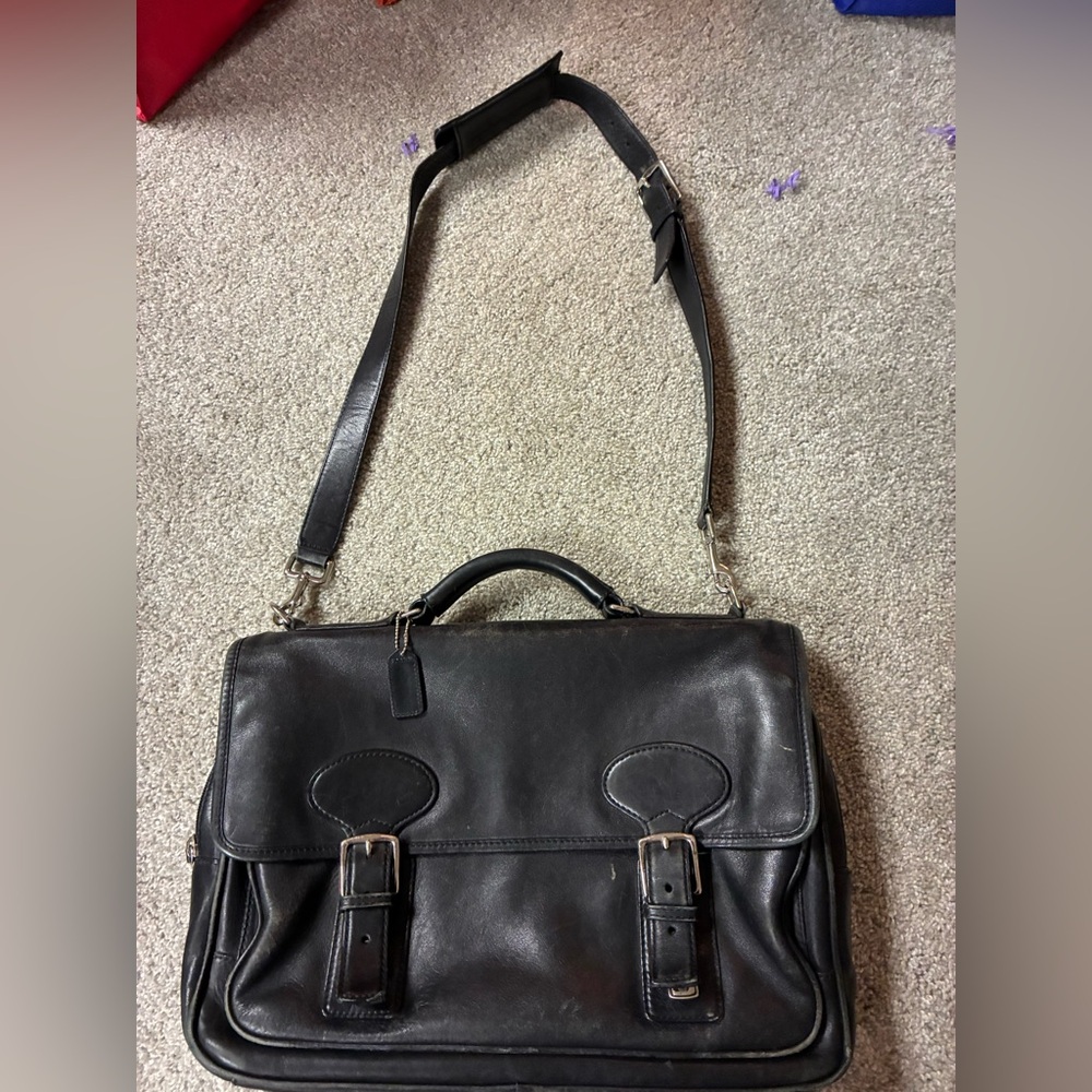 Coach Black Leather Messenger Bag